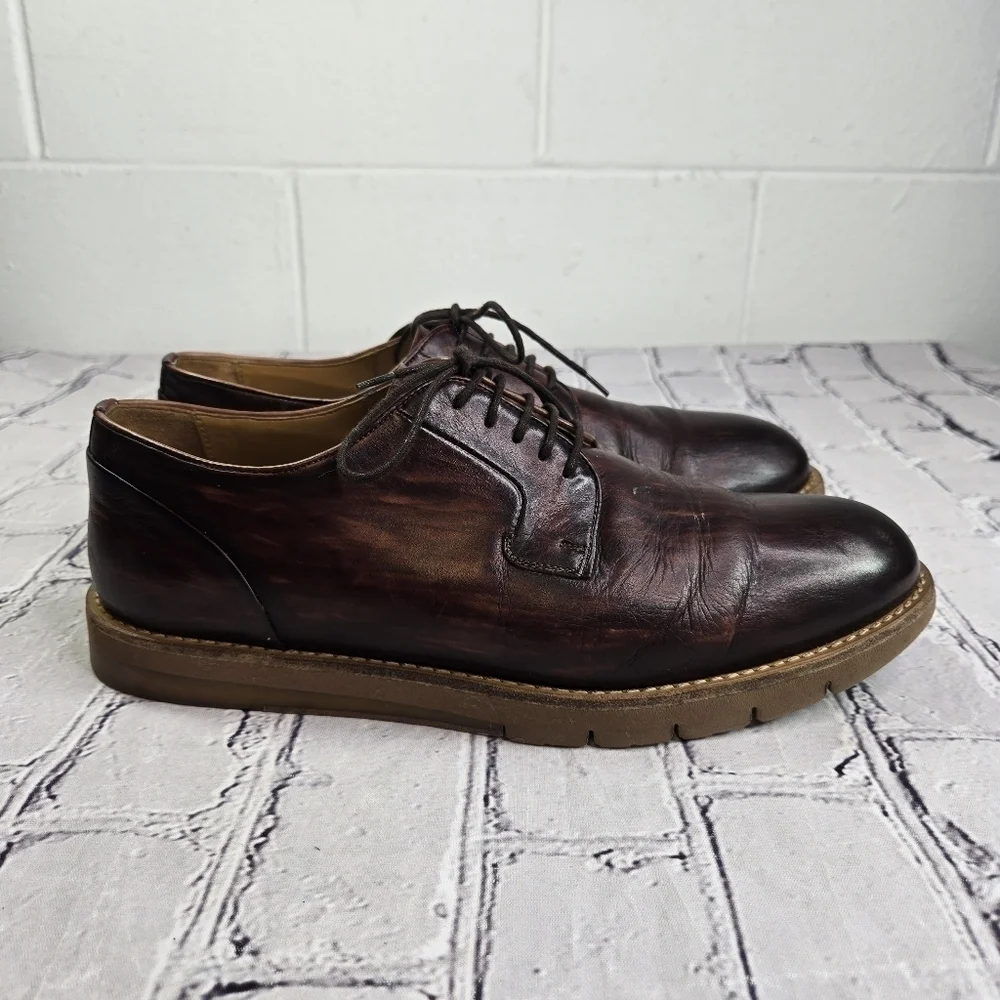 Magnanni brown leather lace up derby oxford shoes spain